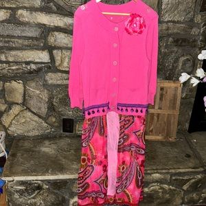 One of a kind sweater with hand sewn skirt attached. Size large.